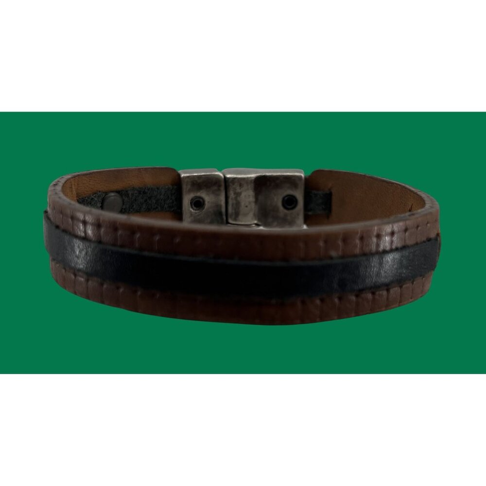 Two Color Leather Bracelet Cuff Velez
